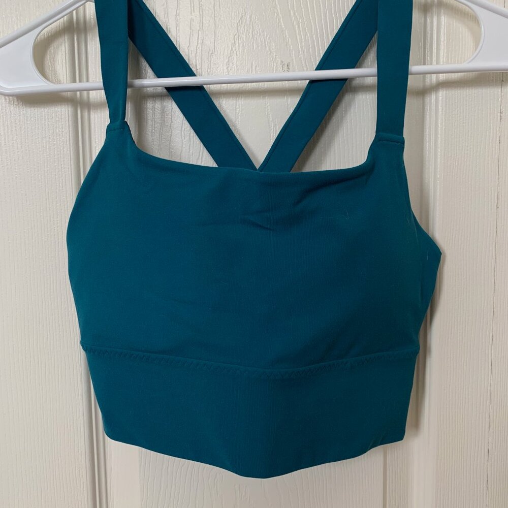 NWOT Athleta Sports Bra Crop Top, Teal Blue, Sz Small